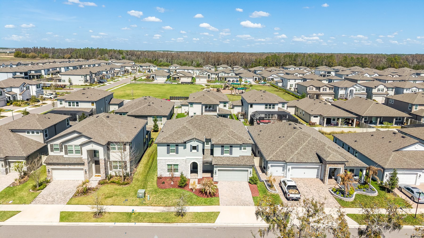 Aerial drone photo of a property in Lutz, FL