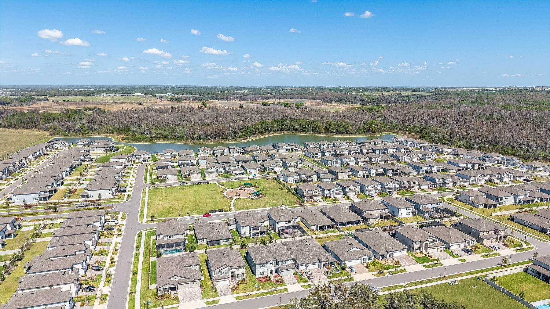 Aerial drone photo of a property in Lutz, FL