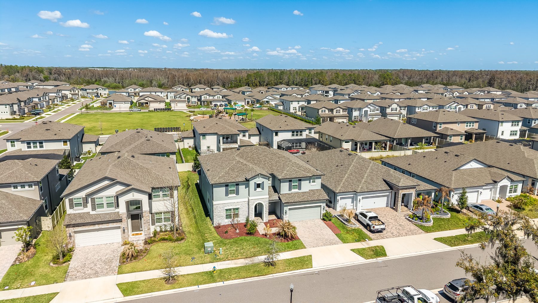 Aerial drone photo of a property in Lutz, FL