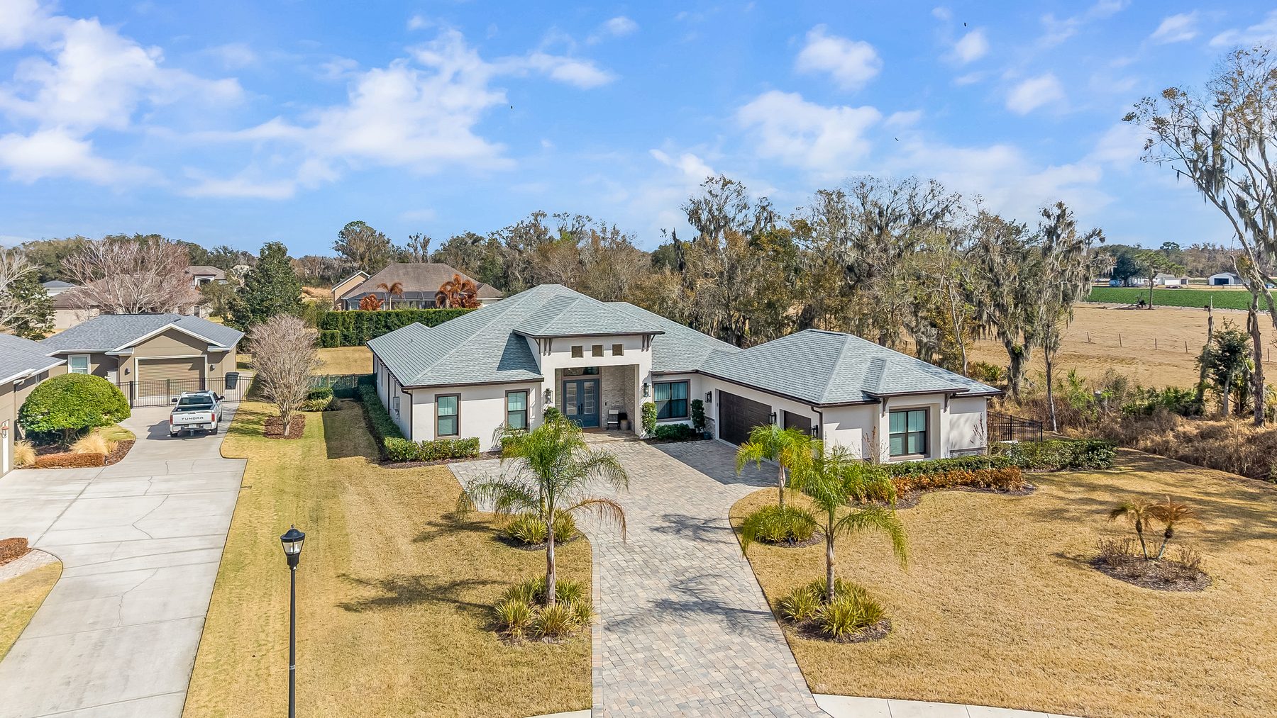 Aerial drone photo of a property in Land O' Lakes, FL