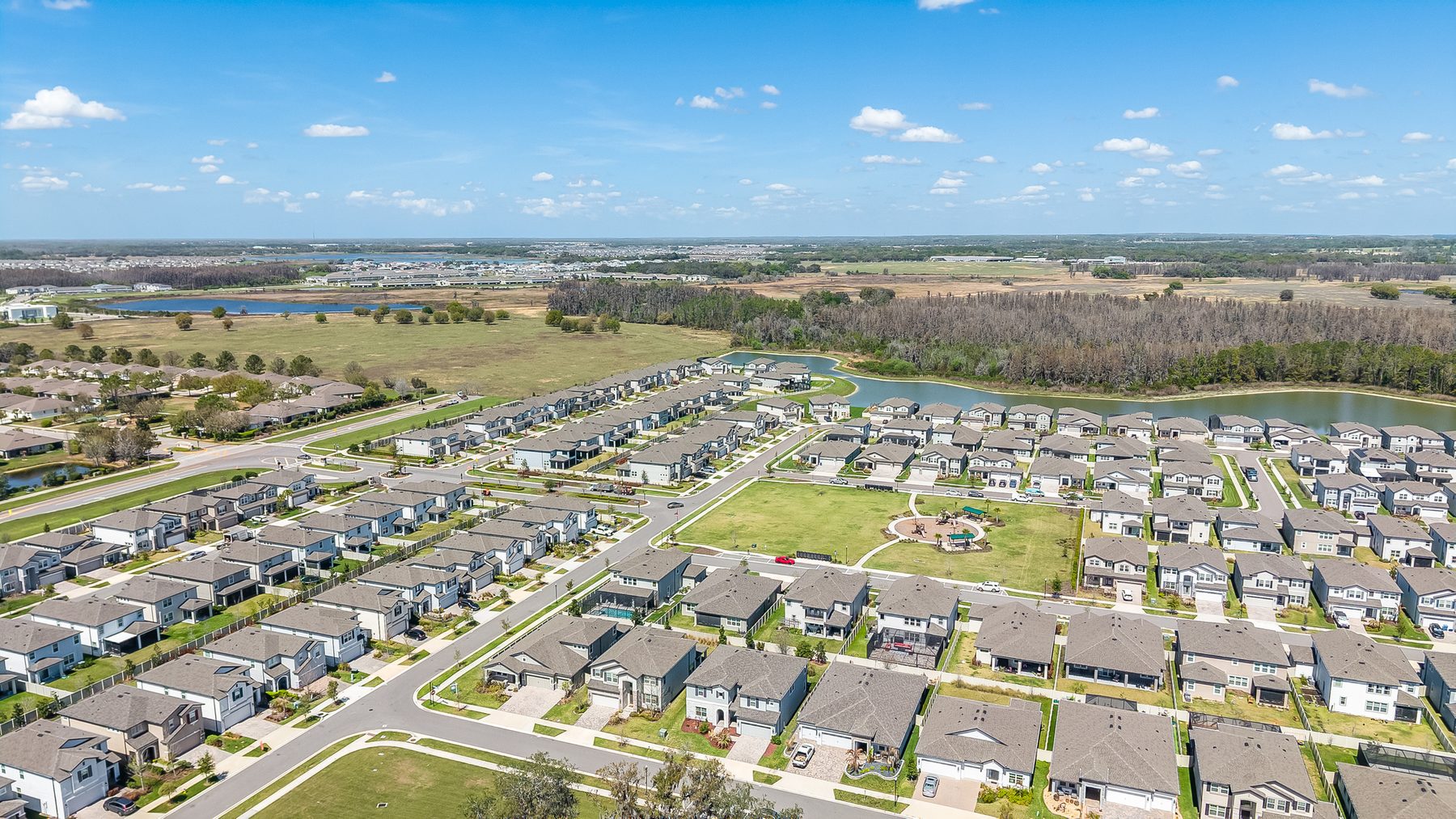 Aerial drone photo of a property in Lutz, FL