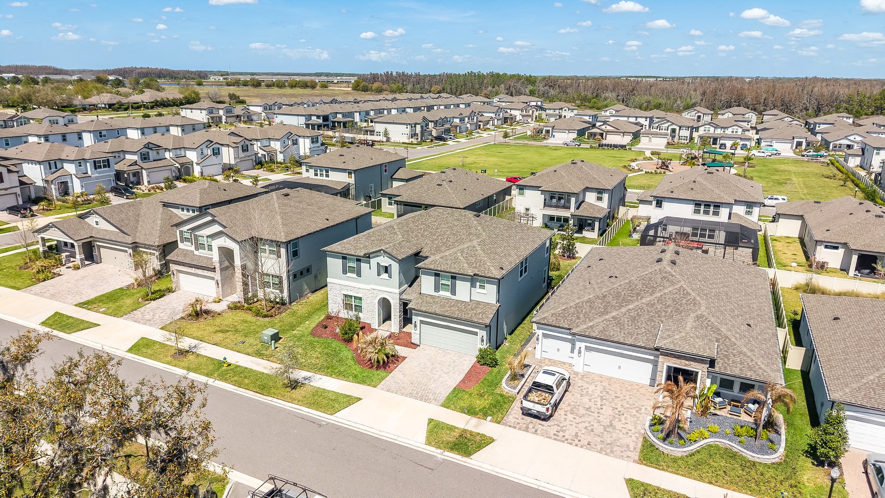 Aerial drone photo of a property in Lutz, FL